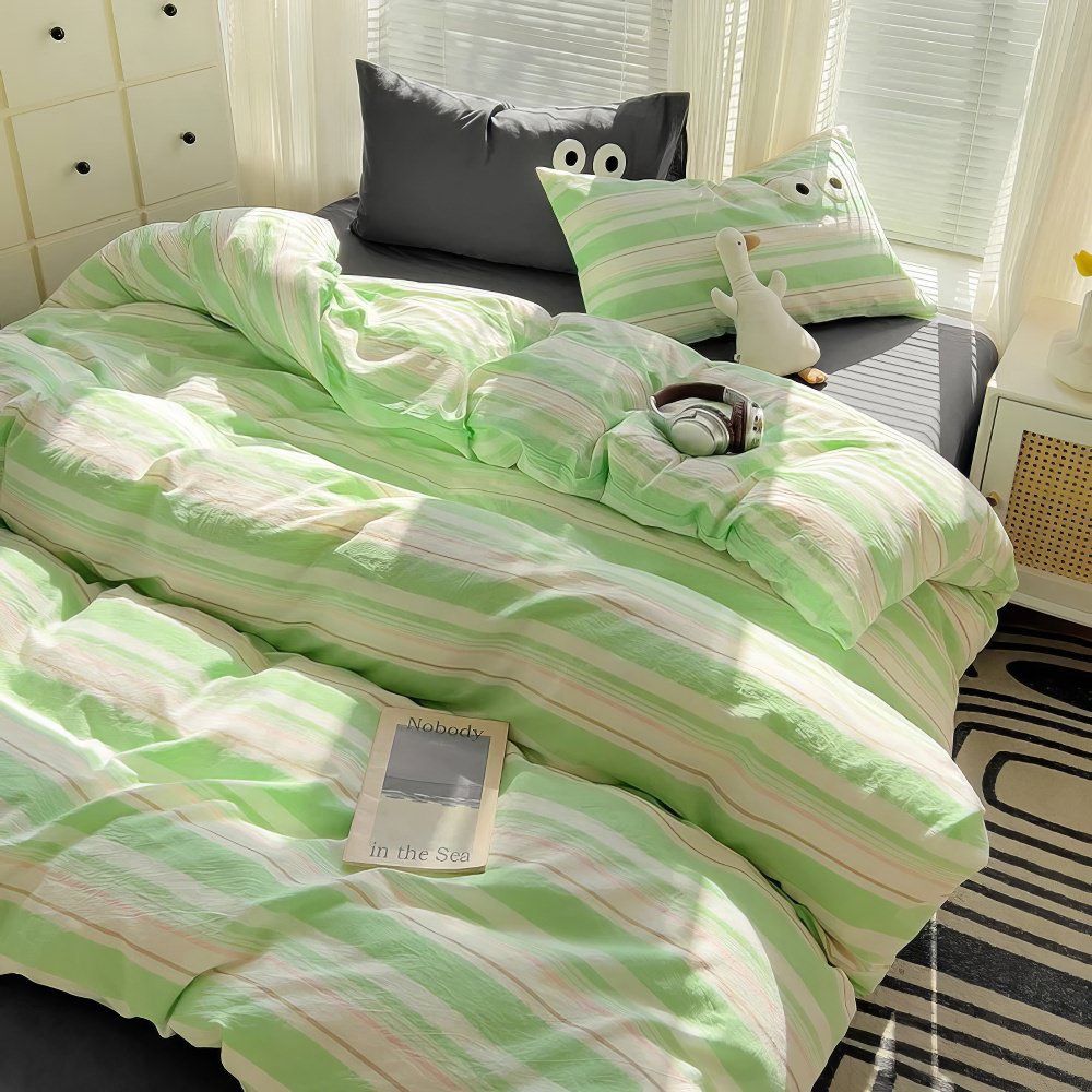 YOUMIKA  - Pastel Retro Striped Bedding Set