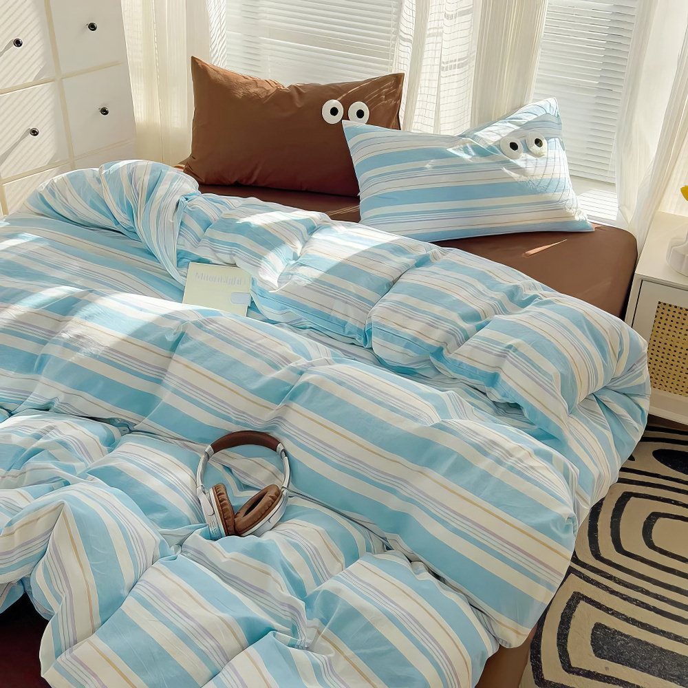 YOUMIKA  - Pastel Retro Striped Bedding Set