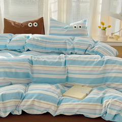 YOUMIKA  - Pastel Retro Striped Bedding Set