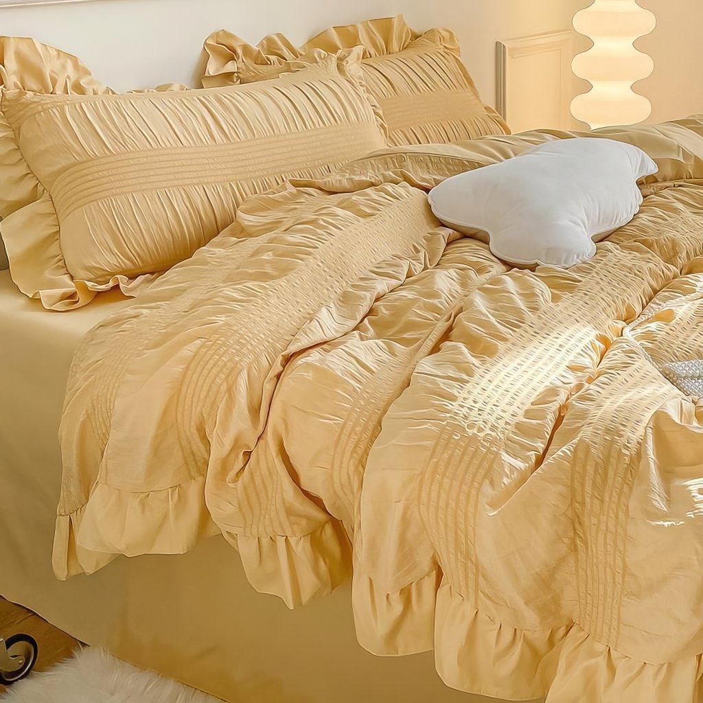 YOUMIKA  - Ruffled Seersucker Cute Bedding Set