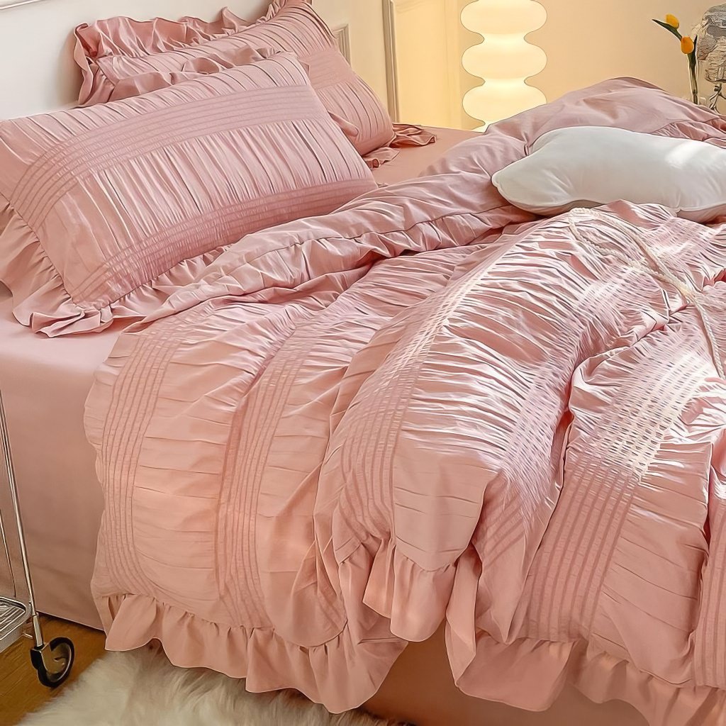 YOUMIKA  - Ruffled Seersucker Cute Bedding Set