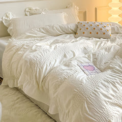 YOUMIKA  - Ruffled Seersucker Cute Bedding Set