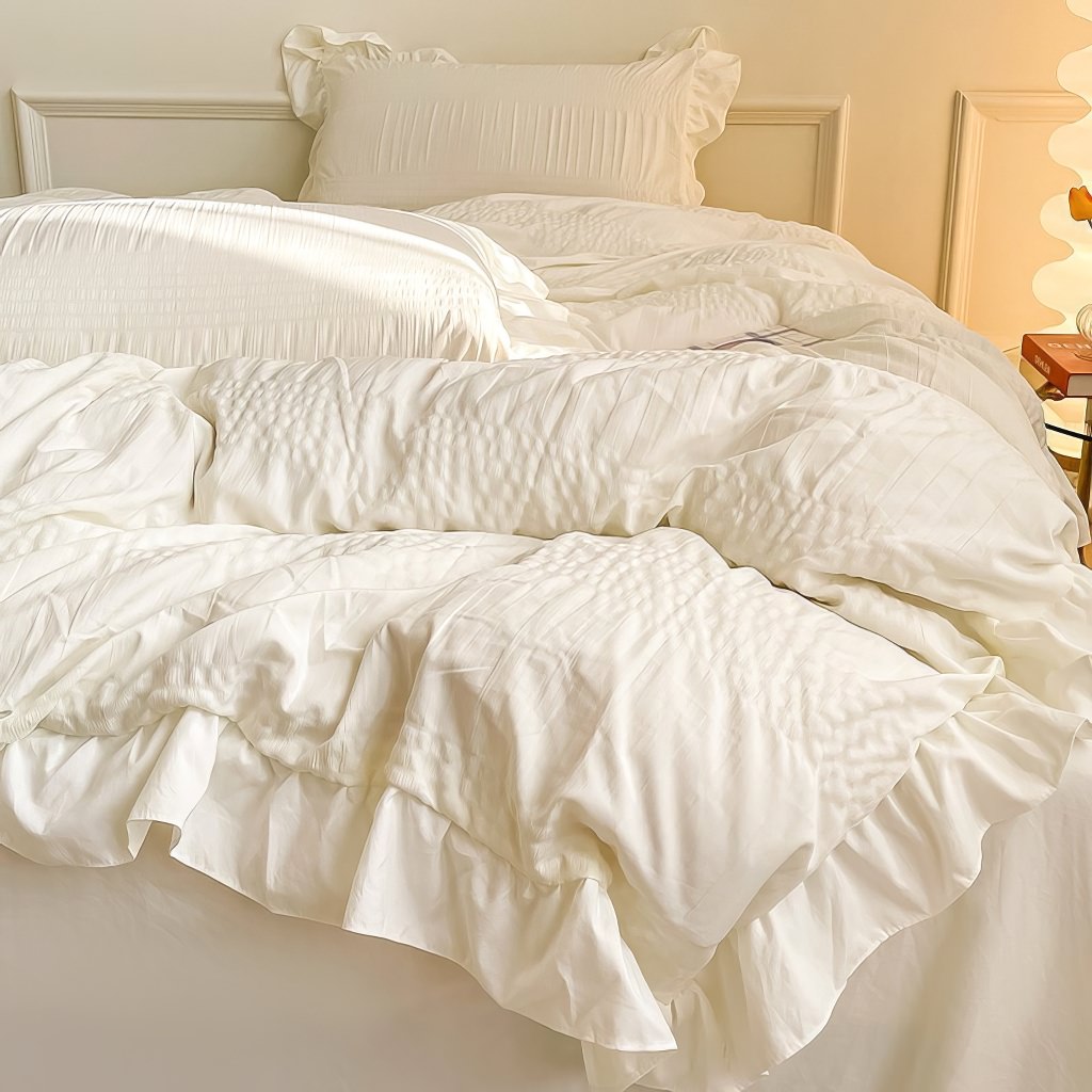 YOUMIKA  - Ruffled Seersucker Cute Bedding Set