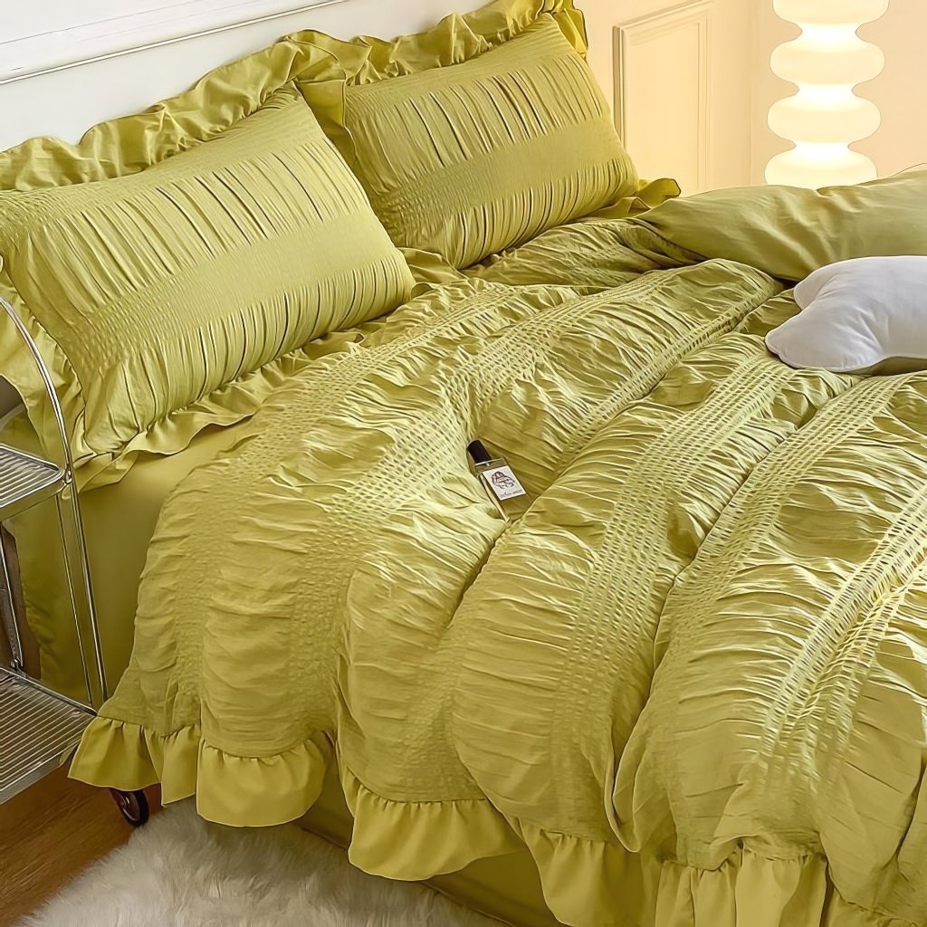 YOUMIKA  - Ruffled Seersucker Cute Bedding Set