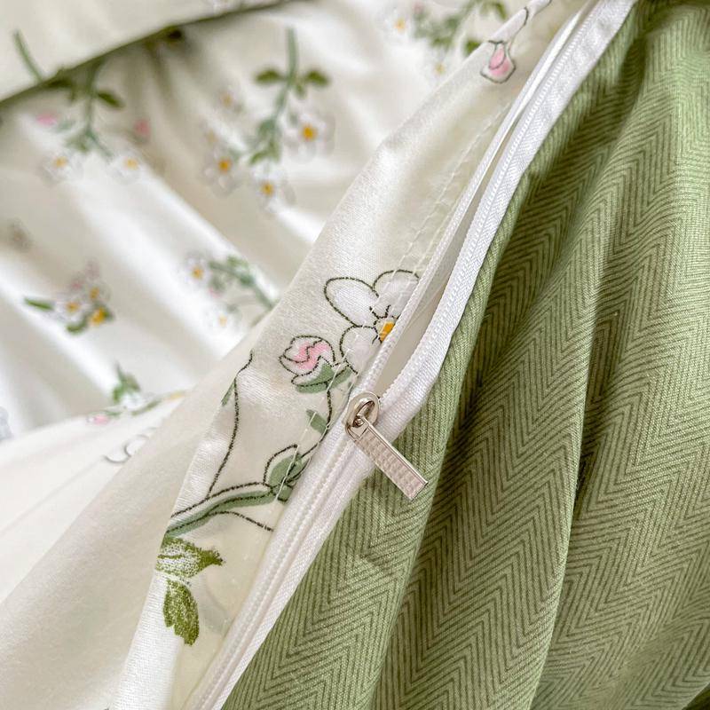 YOUMIKA  - Sage Green Wildflowers Bedding Set