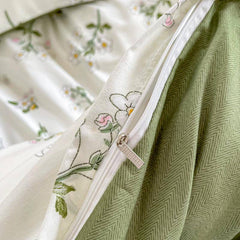 YOUMIKA  - Sage Green Wildflowers Bedding Set