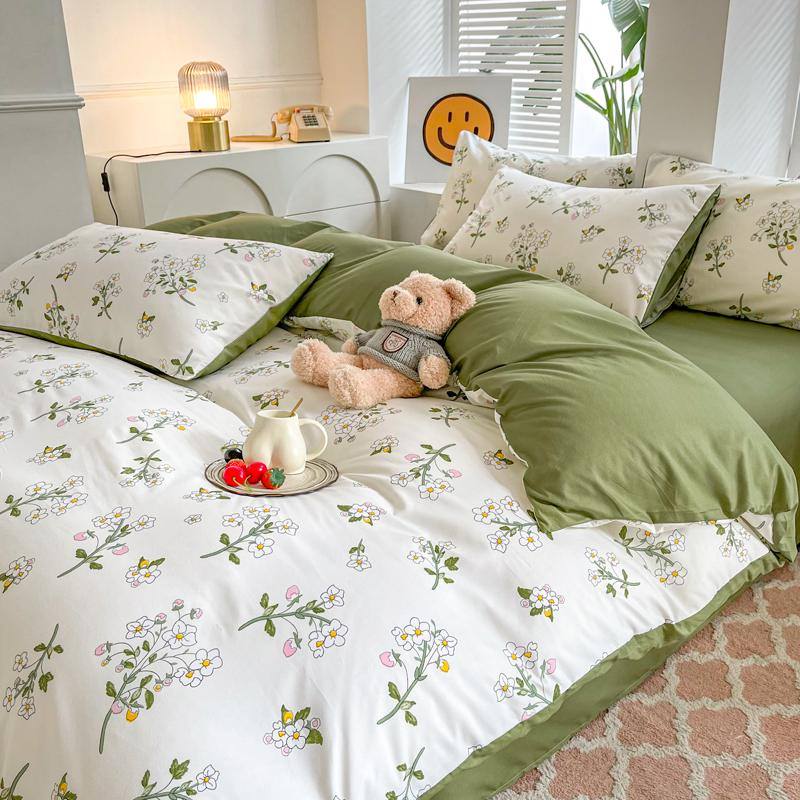 YOUMIKA  - Sage Green Wildflowers Bedding Set