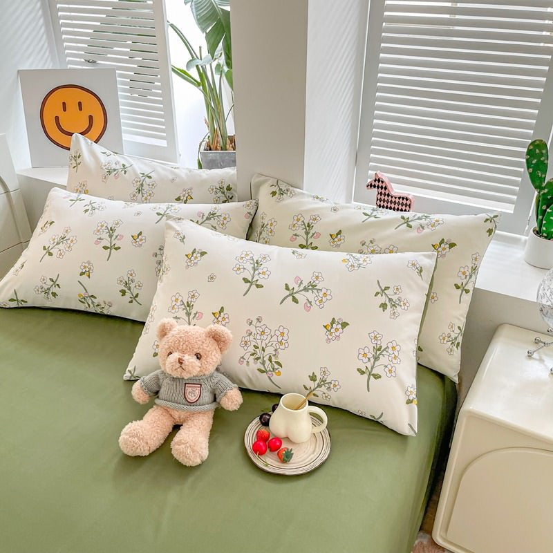 YOUMIKA  - Sage Green Wildflowers Bedding Set