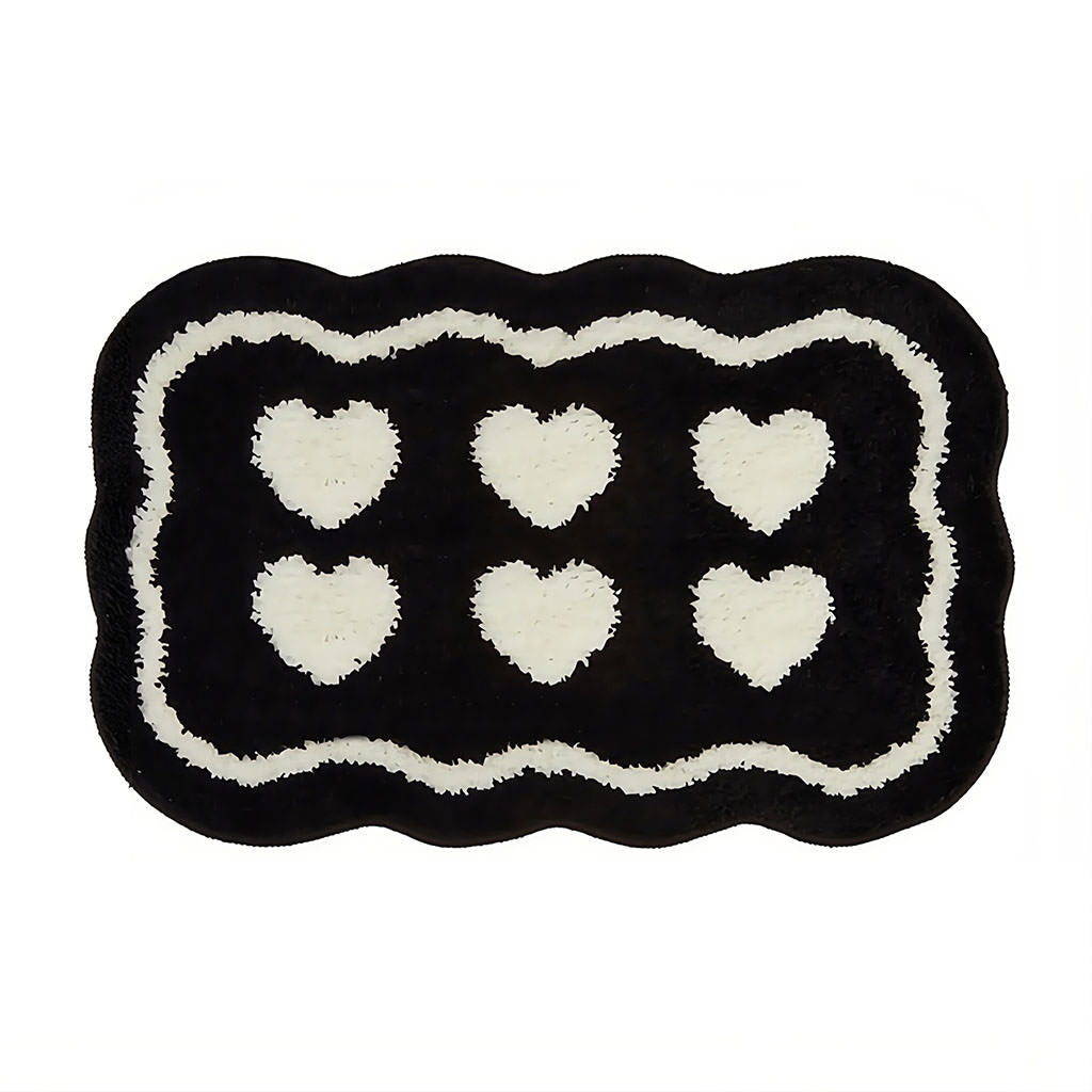 YOUMIKA  -  Six Hearts Black & White Tufted Rug