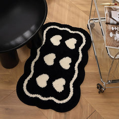 YOUMIKA  -  Six Hearts Black & White Tufted Rug