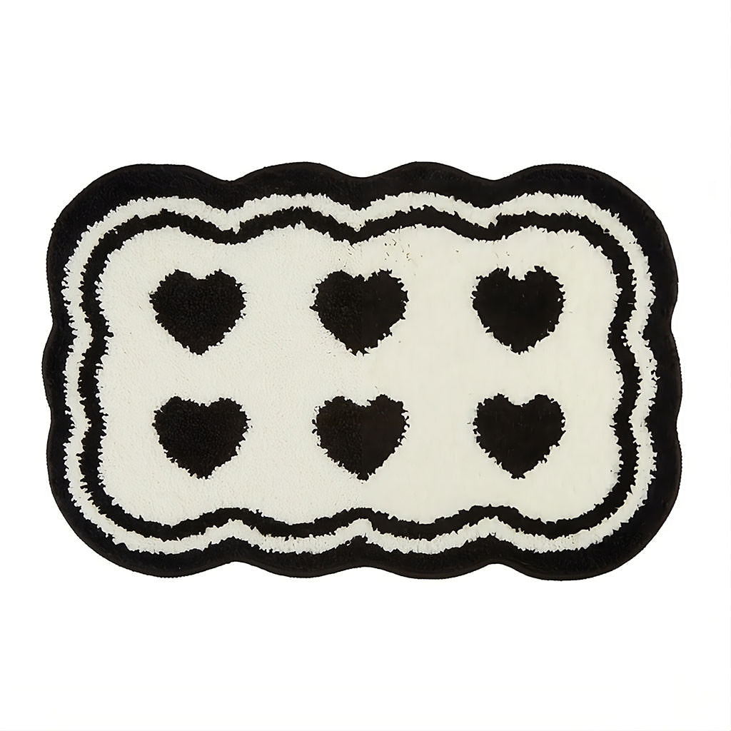 YOUMIKA  -  Six Hearts Black & White Tufted Rug