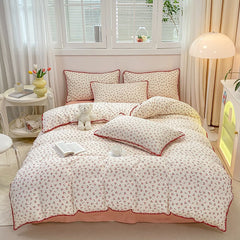 YOUMIKA  - Stitched Edge Red Cherries Bedding Set