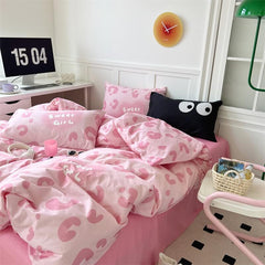 YOUMIKA  - Sweet Girl Pink Leopard Print Bedding Set