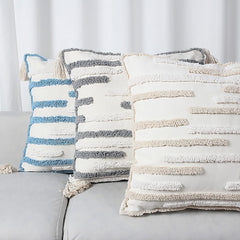 YOUMIKA  -  Textured Tufted Stripe Throw Pillow Cover