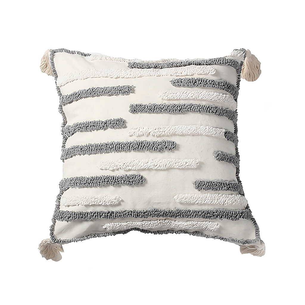 YOUMIKA  -  Textured Tufted Stripe Throw Pillow Cover