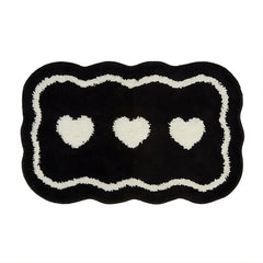 YOUMIKA  -  Three Hearts Black & White Tufted Rug