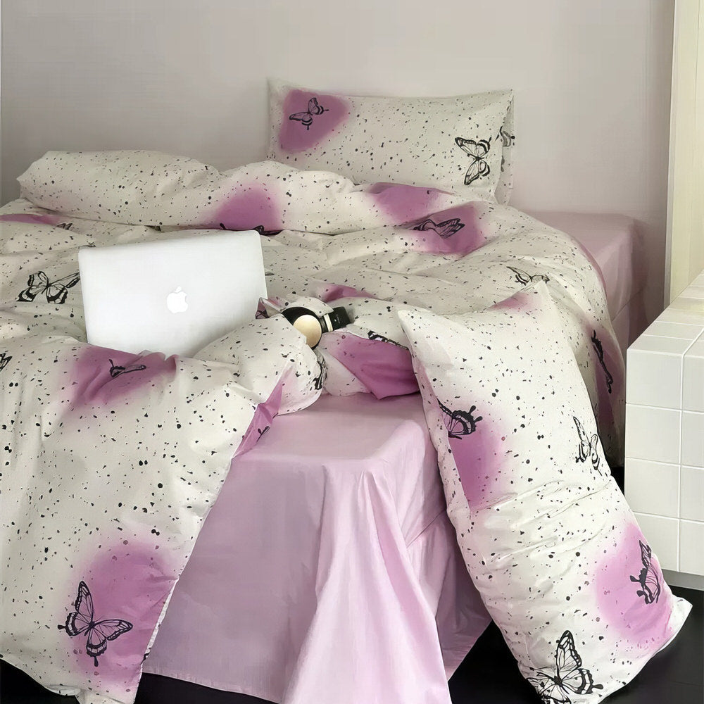 YOUMIKA  - Vintage Butterflies Y2K Aesthetic Bedding Set