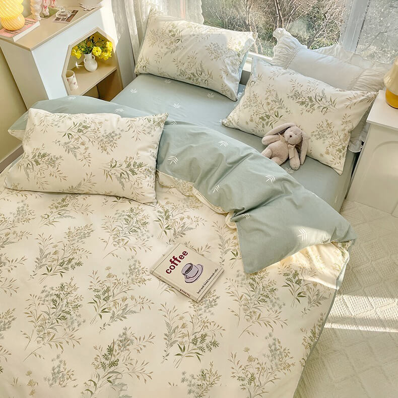 YOUMIKA  - Vintage Pale Floral Print Bedding Set