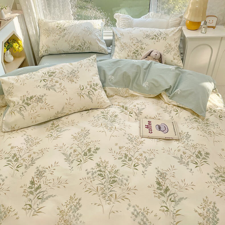 YOUMIKA  - Vintage Pale Floral Print Bedding Set