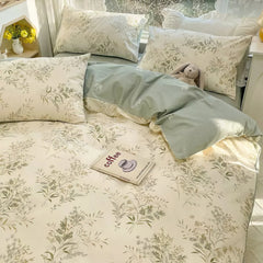 YOUMIKA  - Vintage Pale Floral Print Bedding Set