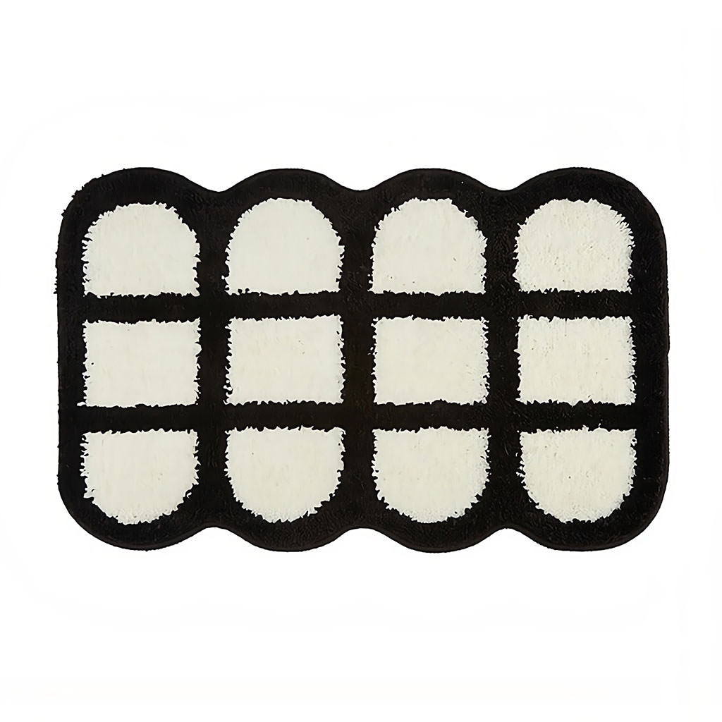 YOUMIKA  -  Waffle Lattice Black & White Tufted Rug