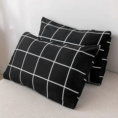 YOUMIKA  - White on Black Grid Bedding Set