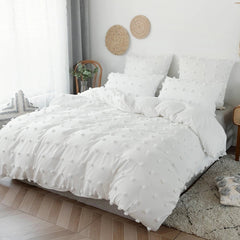 YOUMIKA  - White Pom Pom Bedding Set